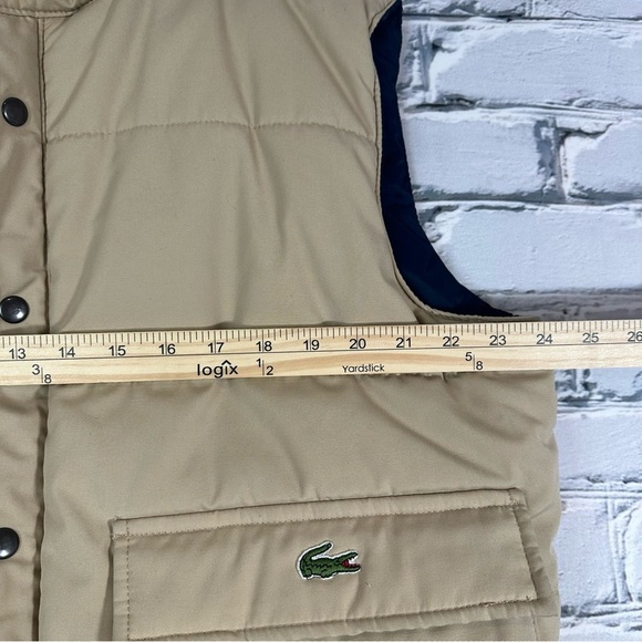 Lacoste Men’s Vintage Puffer Vest Reversible Tan Blue Size Large Cotton Blend - Picture 15 of 15
